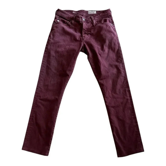 AG Adriano Goldschmied Burgundy Everette Slim Straight Jeans 30x33 - Picture 2 of 5